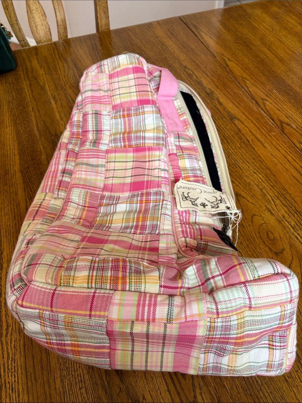 Vintage Equine couture Pink Plaid mackenzie boot Bag